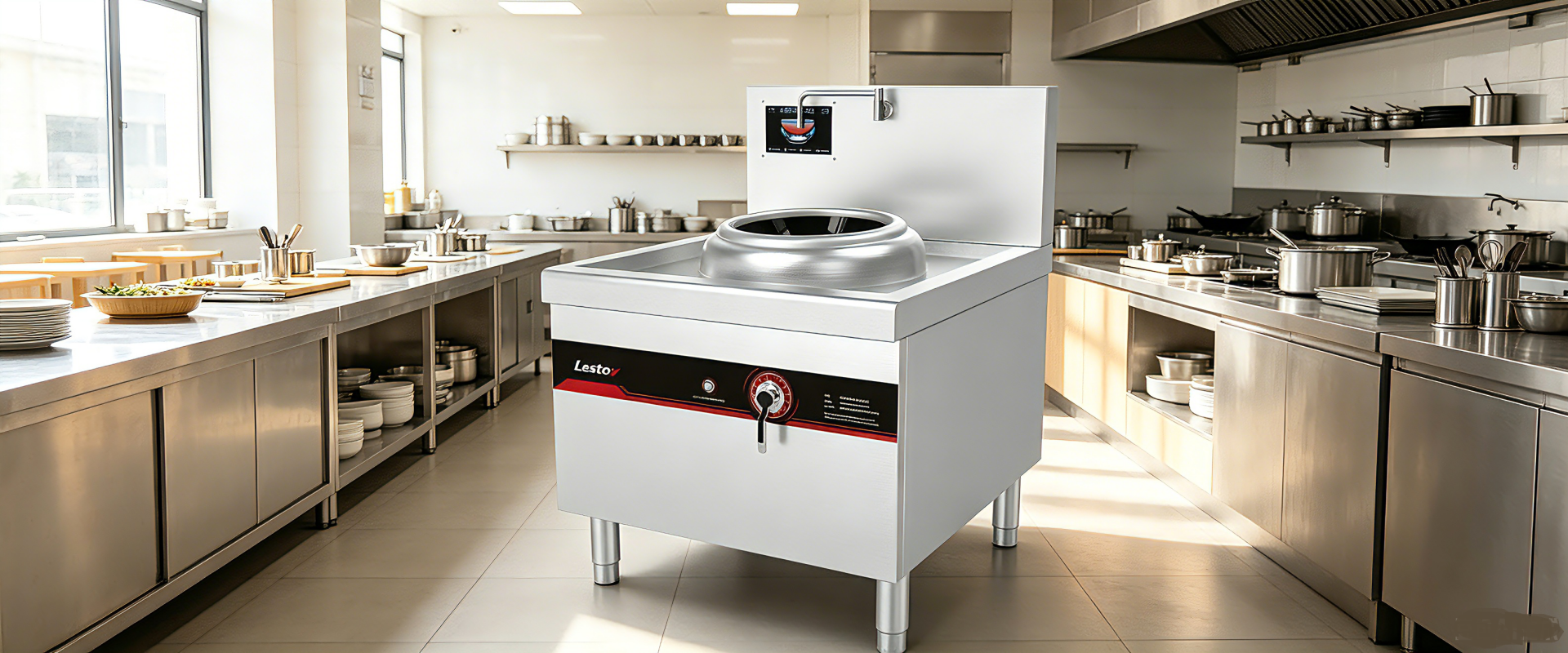 Featured commercial induction wok cooker