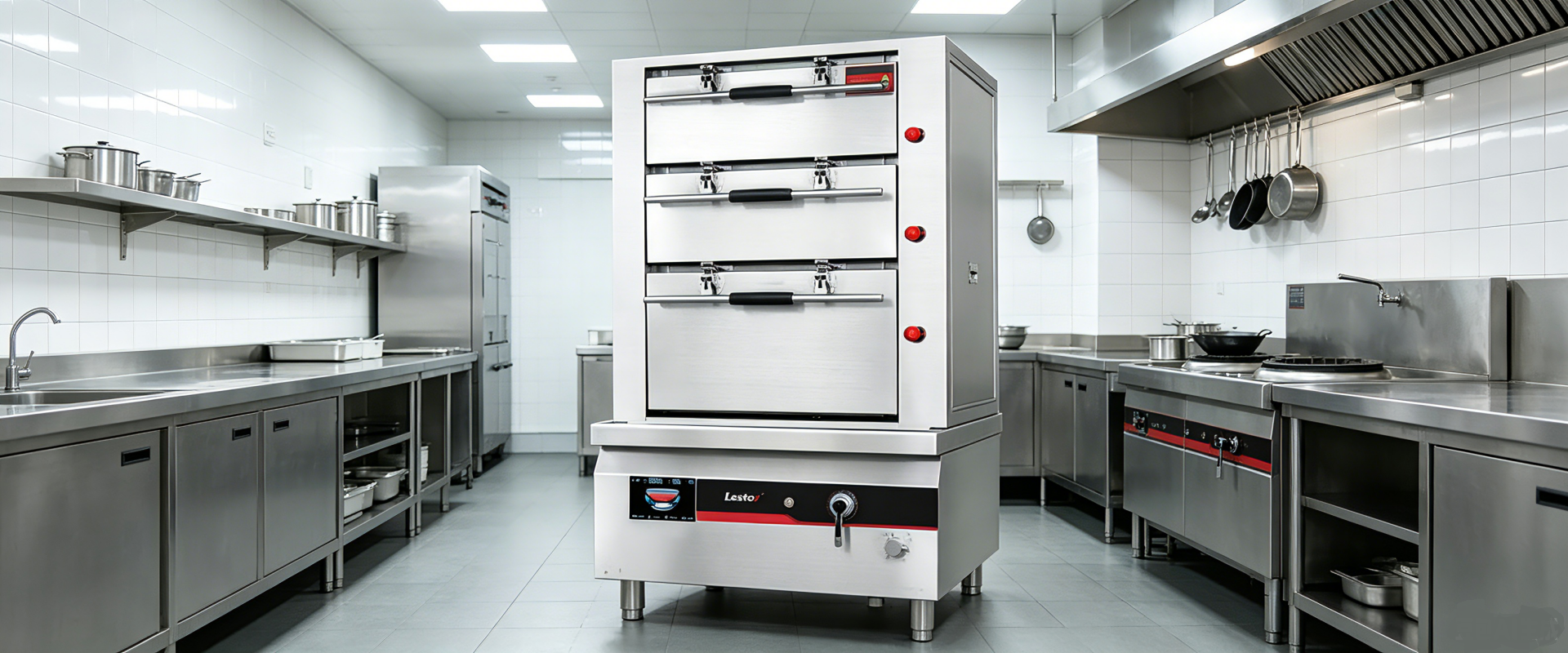 Lestov freestanding commercial induction seafood steamer