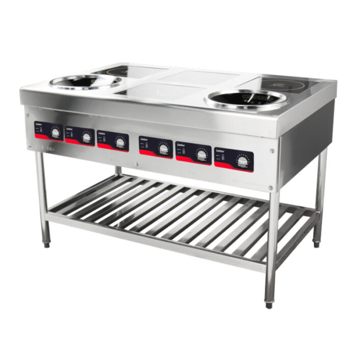 Four Hobs 2 Burners Commercial Induction Wok Cooker LT-B300VI-B105