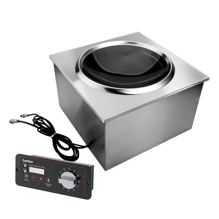 220v Push Button Built-in Induction Wok Cooker with Control Panel