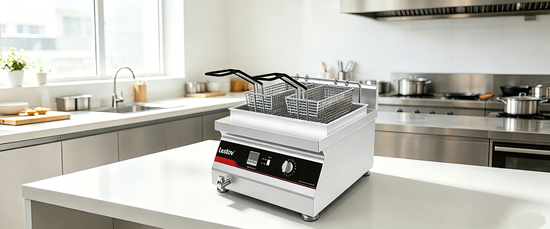 Lestov countertop commercial induction deep fryer